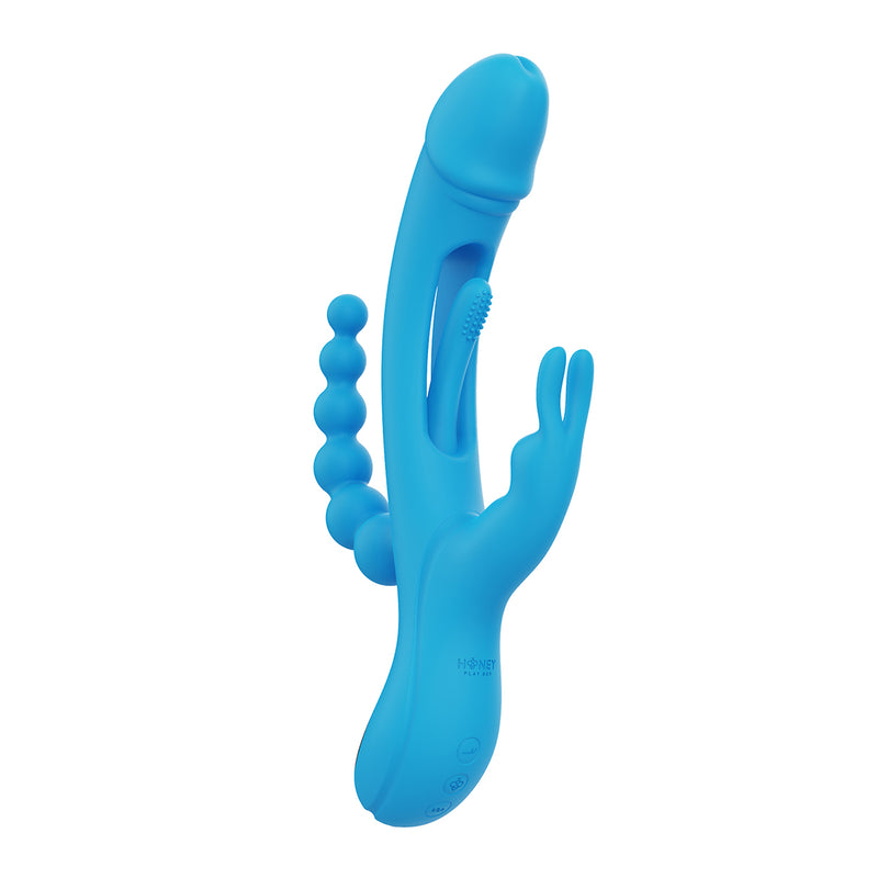 Honey Play Box Trilux Kinky Finger Rabbit Vibrator with Anal Beads Blu Honey Play Box Trilux Kinky Finger Rabbit Vibrator with Anal Beads Blu