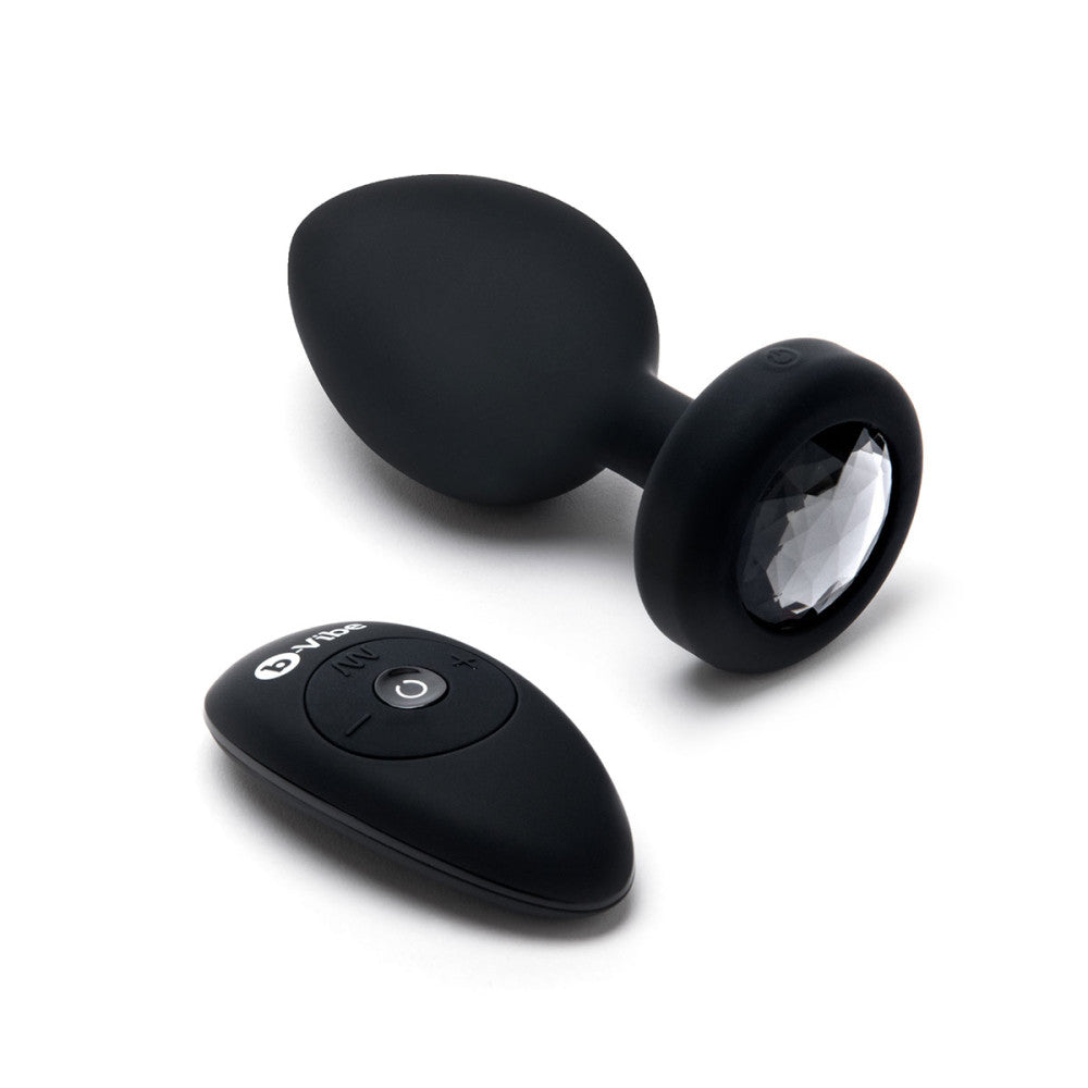 B-Vibe Vibrating Jewel Plug L/XL Blue with Remote