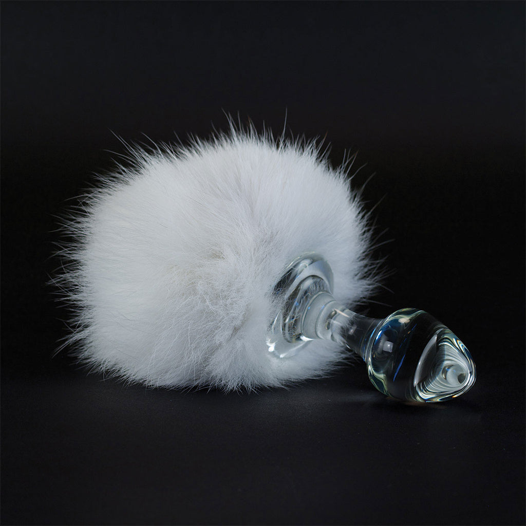 Crystal Delights Magnetic Bunny Tailed Butt Plug  - White