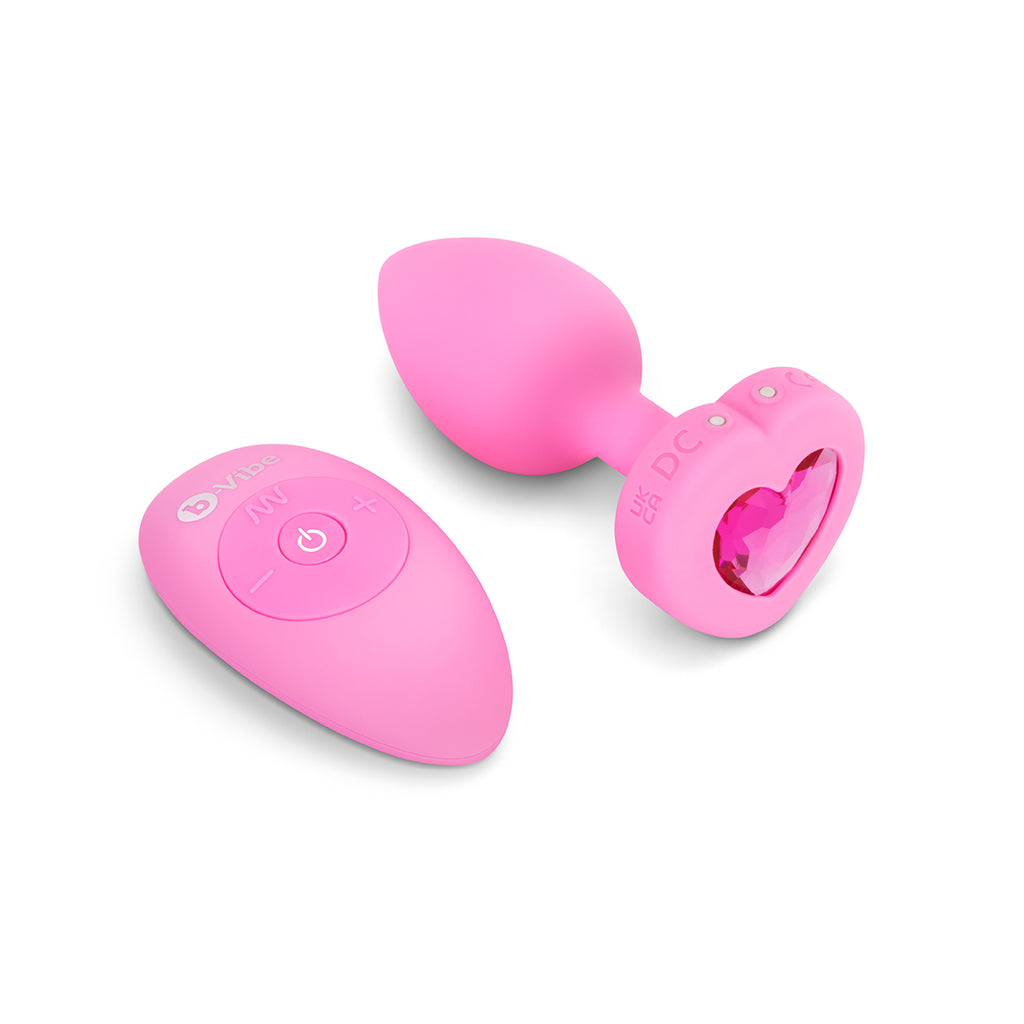 b-vibe vibrating heart butt plug - pink