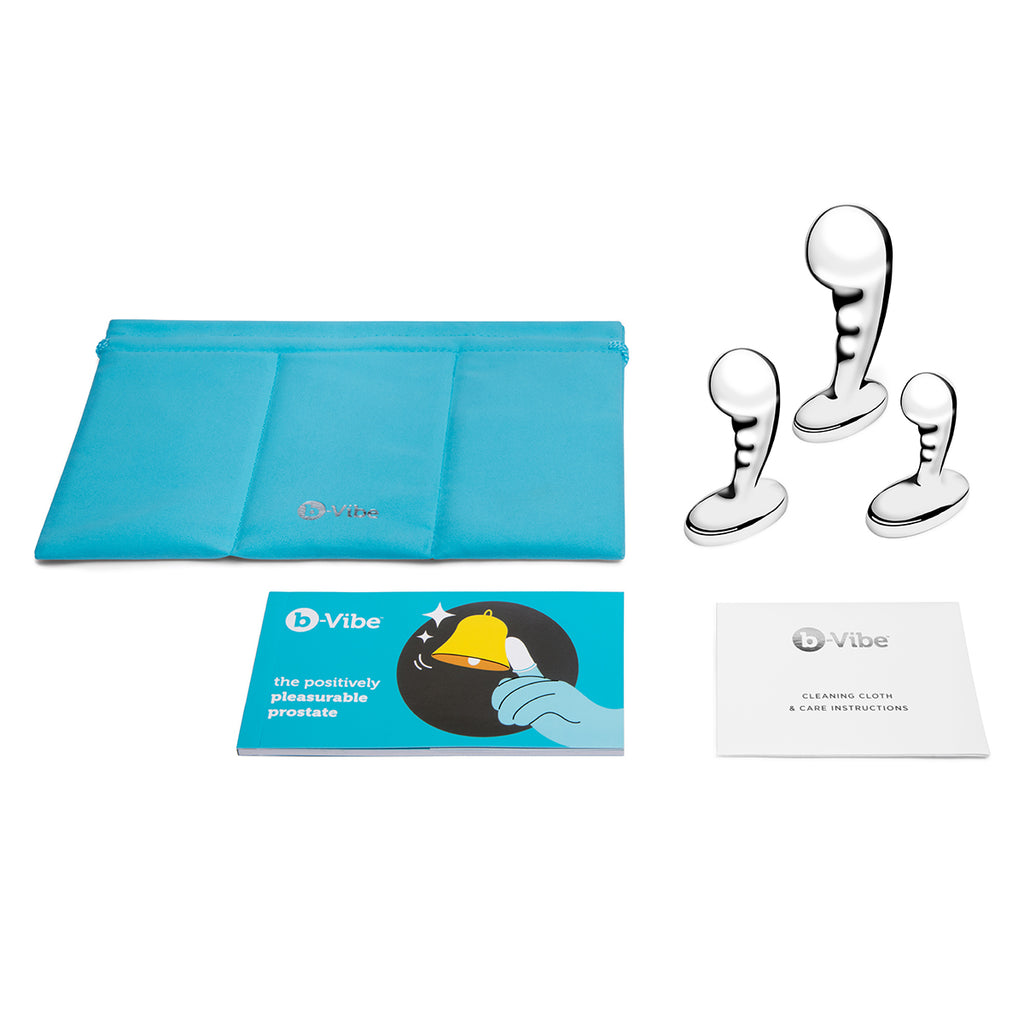 B-Vibe Stainless Steel P-Spot Training Set Contents