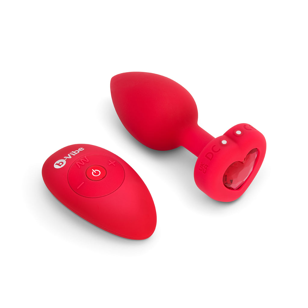 b-vibe vibrating heart butt plug - red